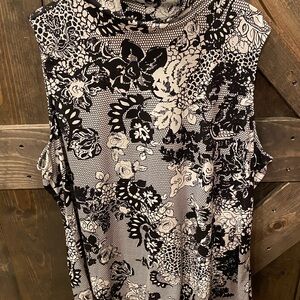 Fashion Bug Black and White Floral Tank Top